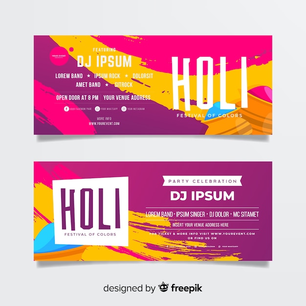 Holi festival pinselstrich banner