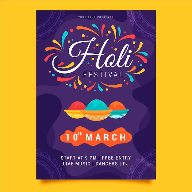 Holi festival poster vorlage