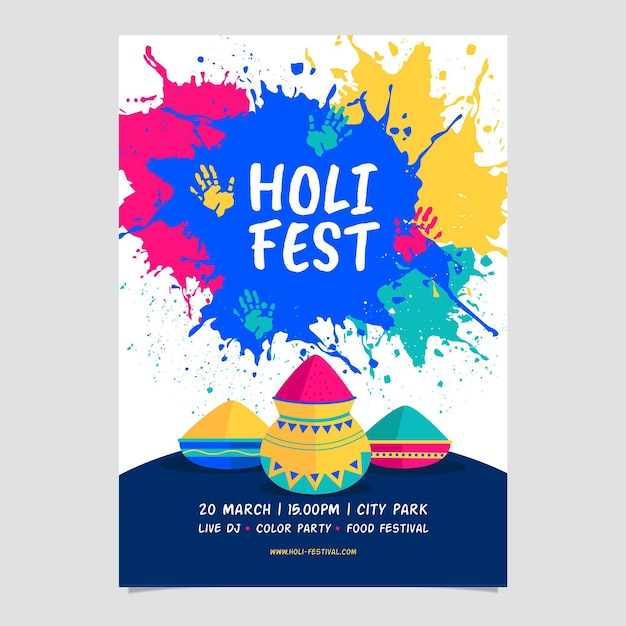 Kostenloser Vektor holi festival poster vorlage