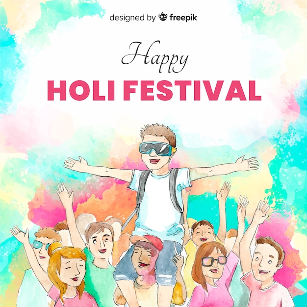 Holi Festivalhintergrund der Aquarellfreunde