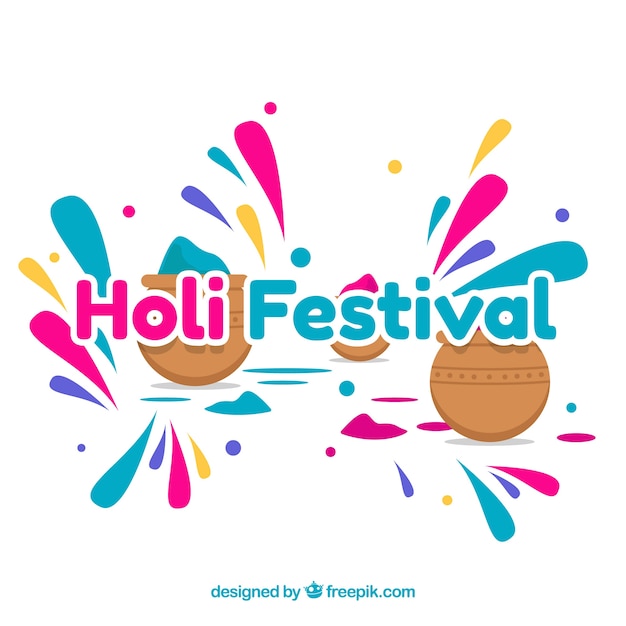 Kostenloser Vektor holi-festivalhintergrund im flachen design