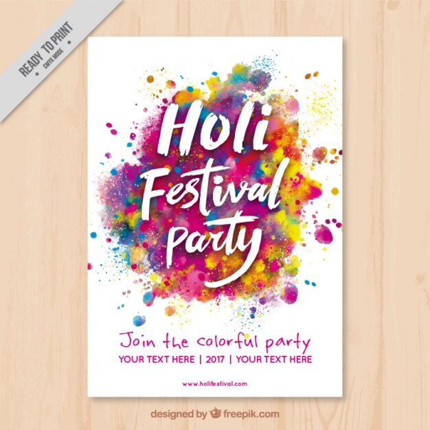 Holi-Party-Plakat mit bunten Flecken
