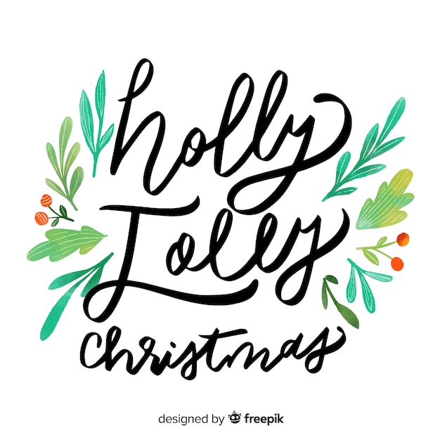 Kostenloser Vektor holly jolly christmas schriftzug