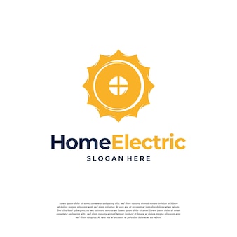 Home electric logo-designs, solarenergie-logo-designs konzeptvektor
