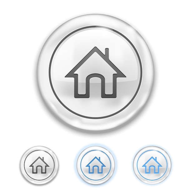 Kostenloser Vektor home icon auf button icon normal, hover, gedrückt