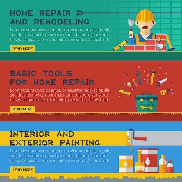 Kostenloser Vektor home repair service flachbanner ser