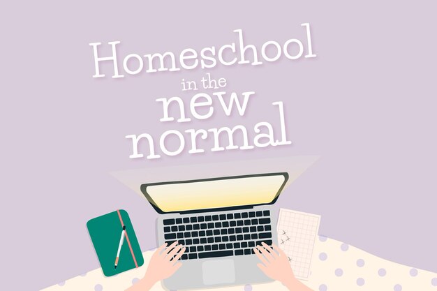 Homeschool-Vorlagenvektor in der neuen Normalität durch E-Learning-System