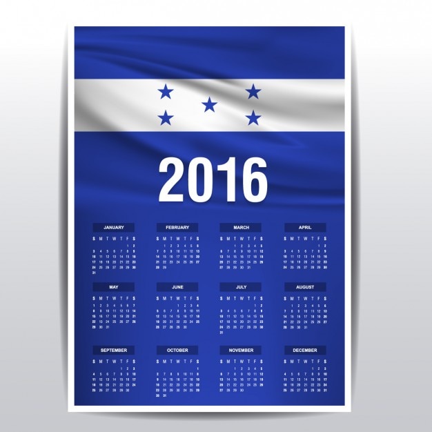 Kostenloser Vektor honduras-kalender 2016