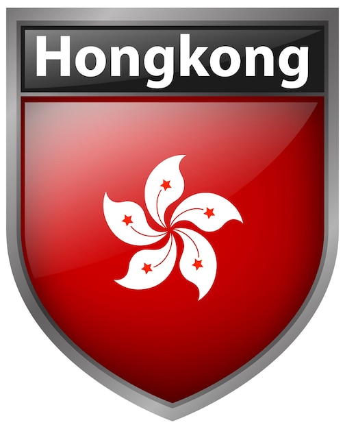Kostenloser Vektor hongkong-flagge auf dem abzeichen