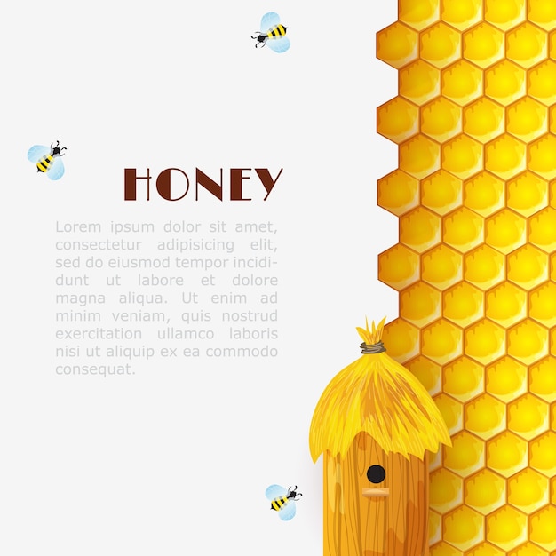 Kostenloser Vektor honig bienenstock hintergrund