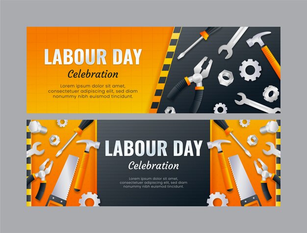 Horizontale Banner für den Arbeitstag mit Farbverlauf