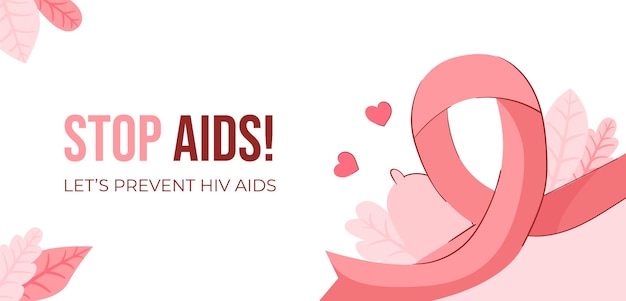 Horizontale Banner-Vorlage für den flachen Welt-Aids-Tag
