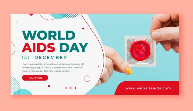 Horizontale Banner-Vorlage für den flachen Welt-Aids-Tag