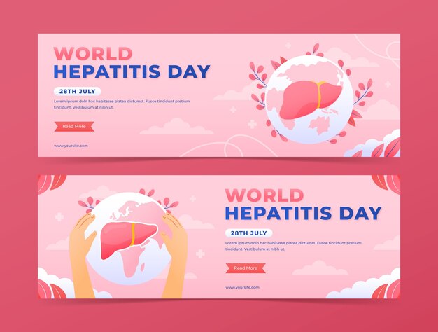 Horizontale Banner-Vorlage mit Farbverlauf für das Bewusstsein für den Welt-Hepatitis-Tag