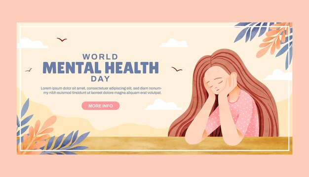 Horizontale Bannervorlage für das Bewusstsein für den Welttag der psychischen Gesundheit