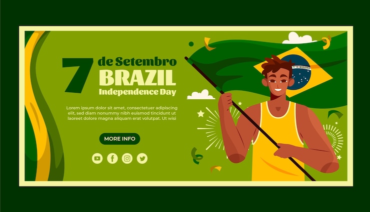 Kostenlose Vektor horizontale bannervorlage für die feier des brasilianischen unabhängigkeitstages