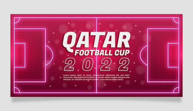 Kostenloser Vektor horizontale bannervorlage für die fußballweltmeisterschaft mit farbverlauf
