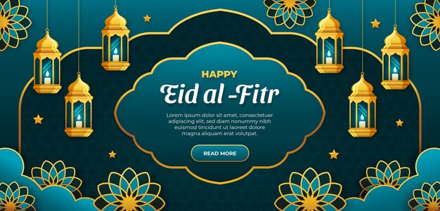 Horizontale Bannervorlage mit Farbverlauf für die Feier von Eid al-Fitr