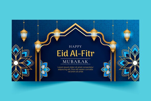 Horizontale Bannervorlage mit Farbverlauf für die Feier von Eid al-Fitr