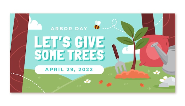 Horizontale fahnenschablone des flachen arbor day