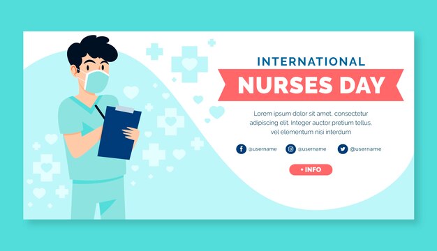 Horizontale Fahnenschablone des flachen internationalen Krankenschwestertages