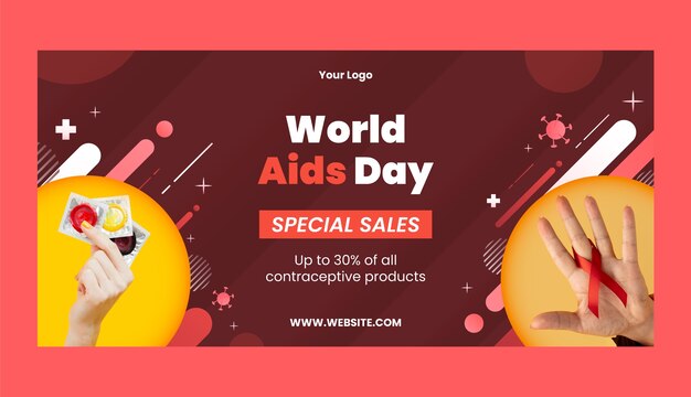 Horizontale Verkaufsbanner-Vorlage für den Welt-Aids-Tag