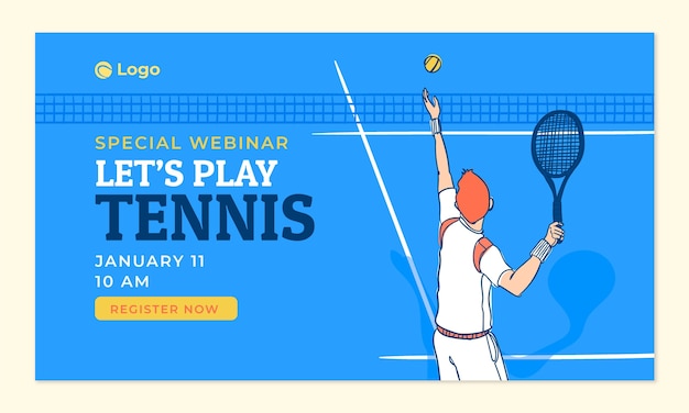 Kostenloser Vektor horizontale webinar-vorlage für tennisspiele