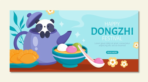 Horizontales banner des flachen dongzhi-festivals