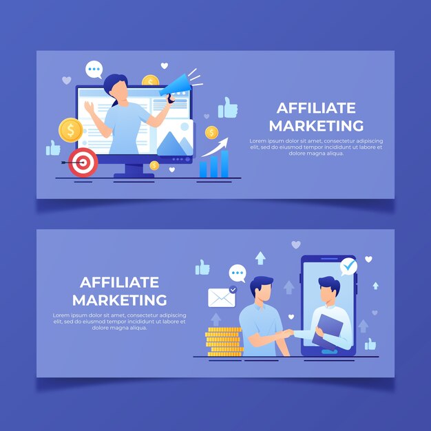 Horizontales Banner für Affiliate-Marketing mit Farbverlauf