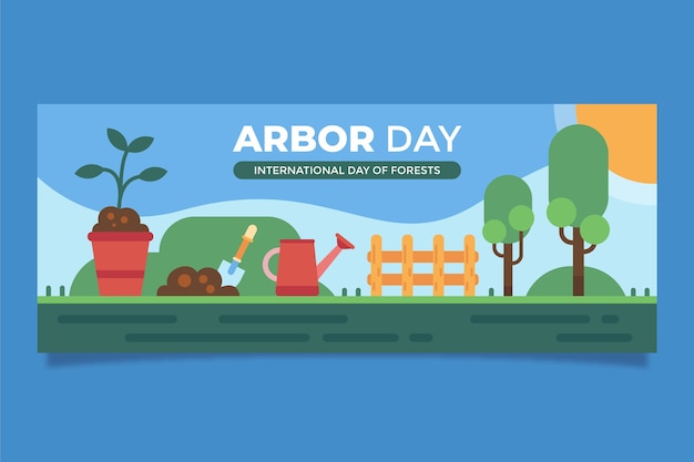 Horizontales banner für den flachen arbor day