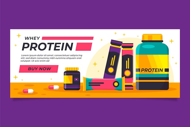 Kostenloser Vektor horizontales banner für proteinergänzungen