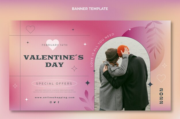 Kostenloser Vektor horizontales banner zum valentinstag mit farbverlauf