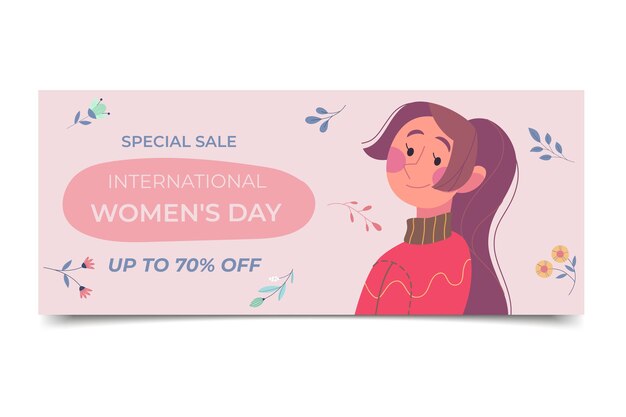 Horizontales Banner zum Verkauf des flachen internationalen Frauentages