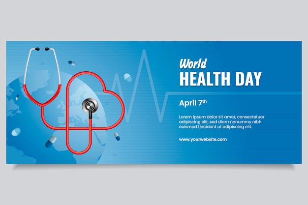Horizontales Banner zum Weltgesundheitstag mit Farbverlauf
