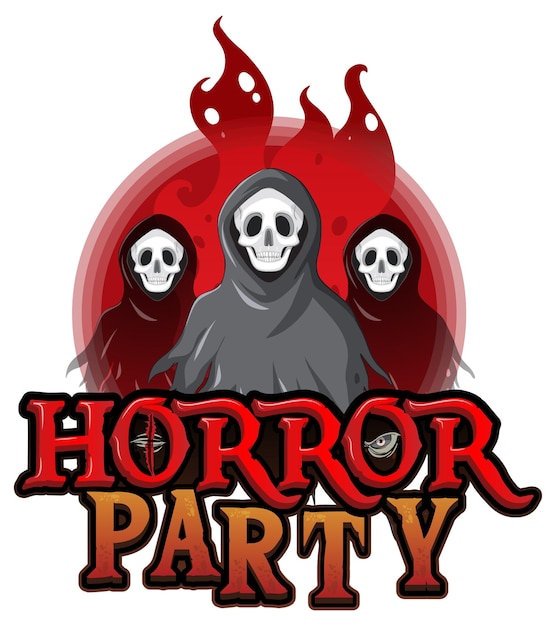 Kostenloser Vektor horror party banner mit drei geistern