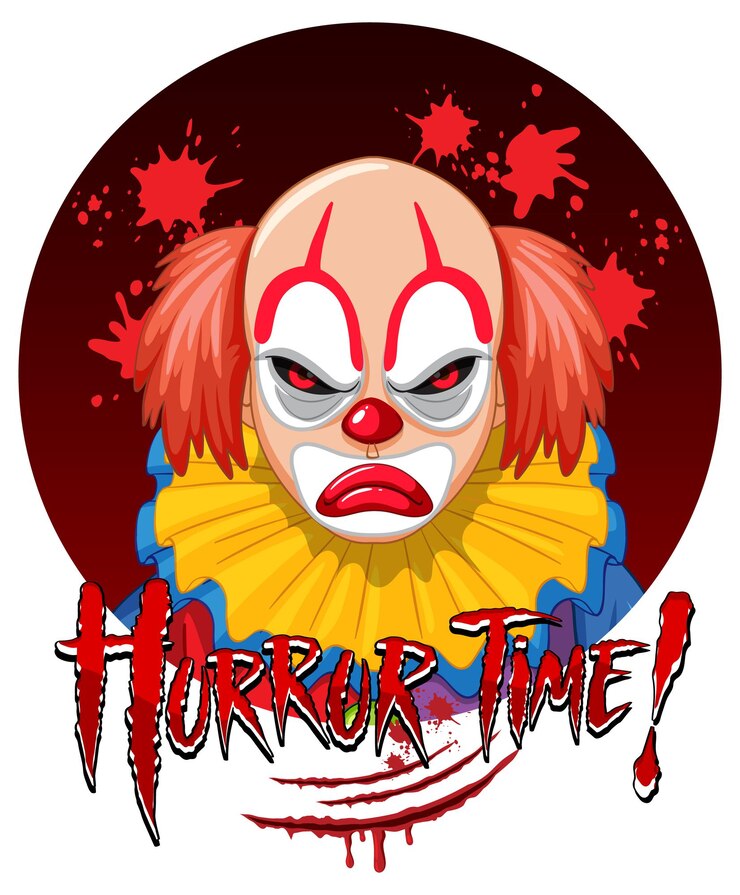 Kostenlose Vektor horror time logo mit gruseligem clown