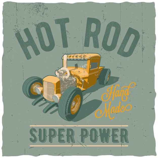 Kostenloser Vektor hot rod super power label