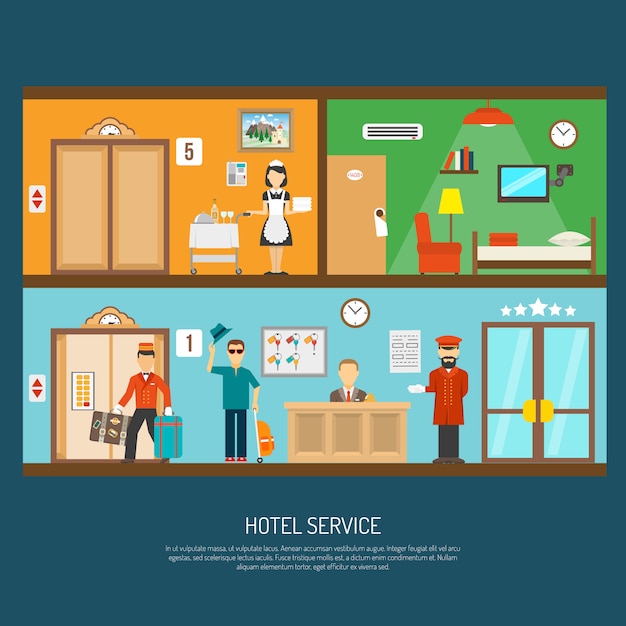 Kostenloser Vektor hotel-service-illustration