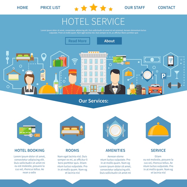 Kostenloser Vektor hotel service page design