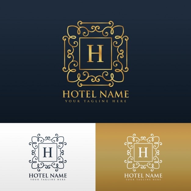 Kostenloser Vektor hotelmarke logo-design mit dem buchstaben h