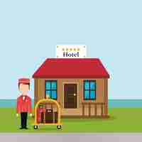 Kostenloser Vektor hotelpage arbeitet im hotelcharakter