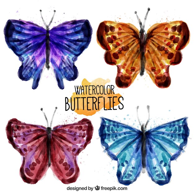 Hübsche farbige Schmetterlinge Aquarell