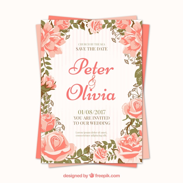Hübsche Rosen Hochzeit Einladung