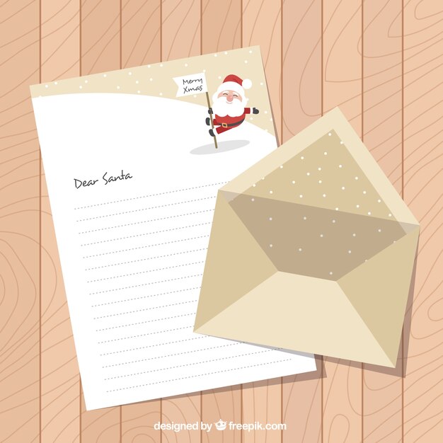 Hübscher Brief für den Weihnachtsmann mit Umschlag