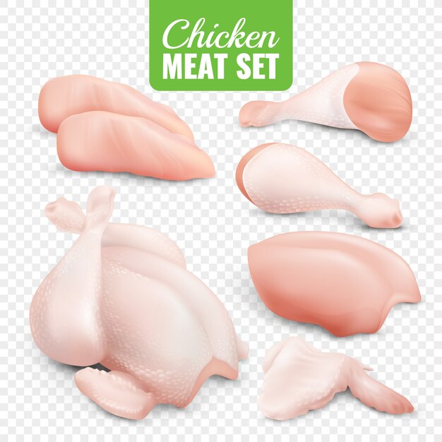 Hühnerfleisch Transparent Icon Set