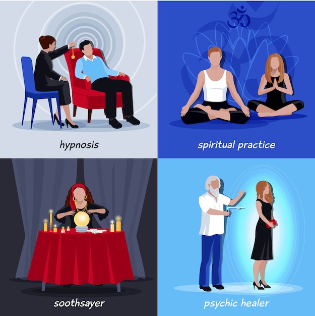 Kostenloser Vektor hypnotism extrasensory icon set