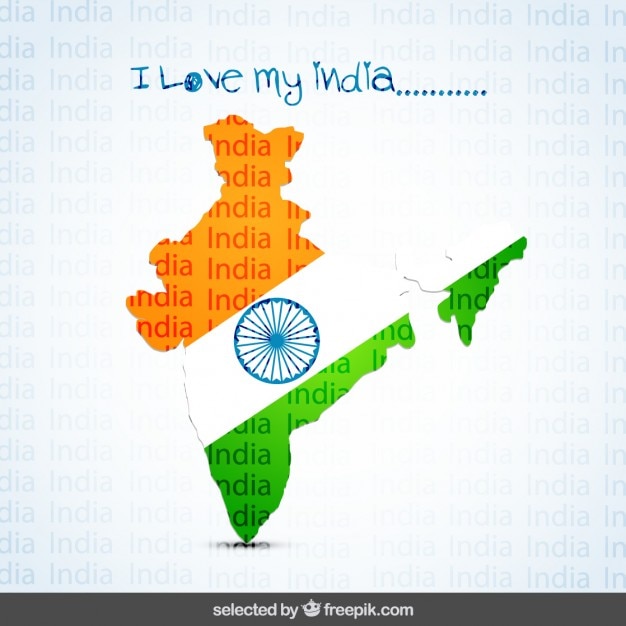 Kostenloser Vektor i love my india hintergrund mit karte