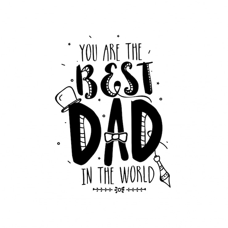 Kostenlose Vektor ich habe den besten vater, doodle illustrationen