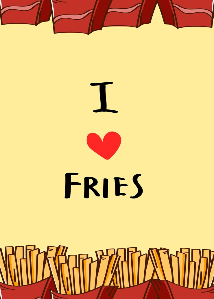 Kostenlose Vektor ich liebe pommes-doodle-hintergrundvektor