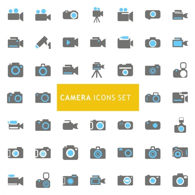 Kostenloser Vektor icons set über kameras